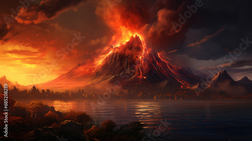 Volcanic eruptions Highly detailed illustrations