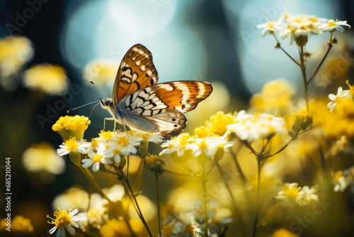 Floral Harmony: Close Encounter with a Butterfly