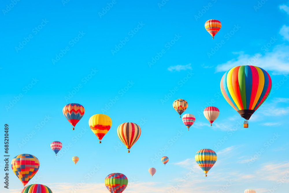 Fototapeta premium Colorful Hot Air Balloons Soar in Azure Sky