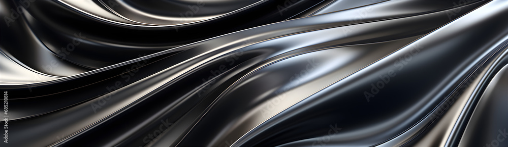 Wave-Curved Silver Sheet Of Metal. Illustration On The Theme Of Textures And Materials. Generative AI