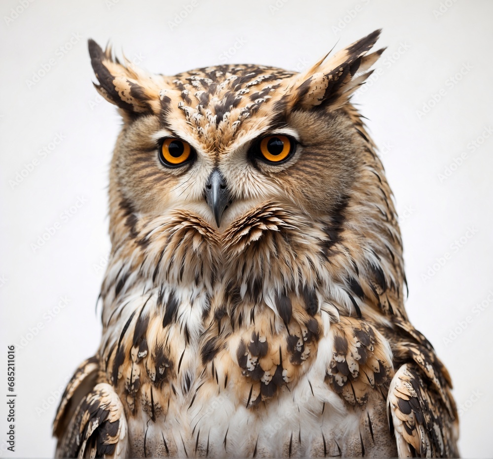 Portrait of an owl on a white background, close-up Portrait of an owl on a white background, close-up