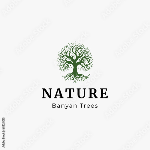 Obraz na płótnie Abstract vibrant tree logo design, root vector - Tree of life logo w salonie
