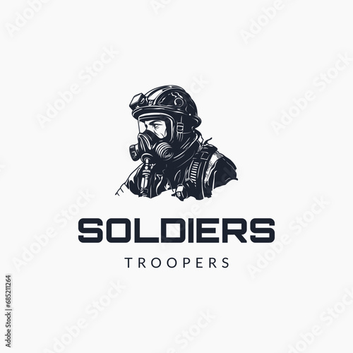 Military soldier logo mascot template. Soldier special force 