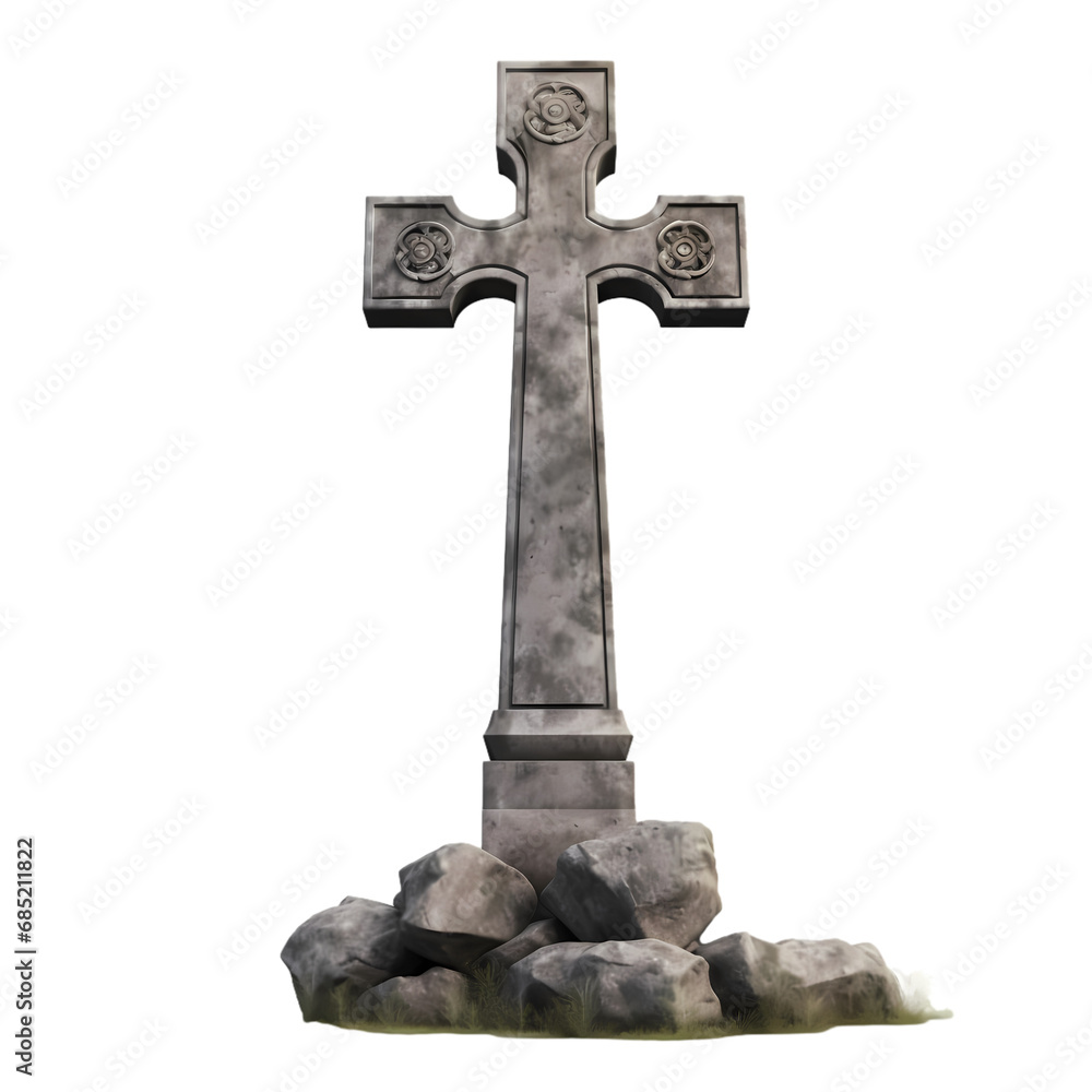 Old stone cross isolated over transparent background Old stone cross isolated over transparent background