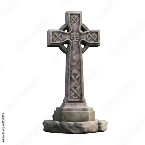 Old stone cross isolated over transparent background