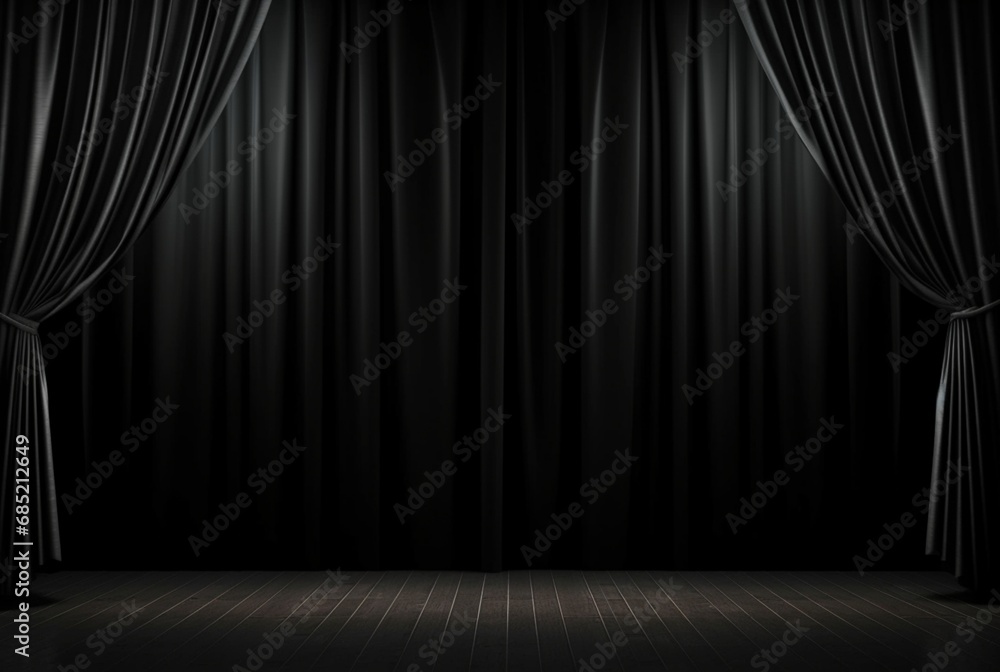 black curtain background with light for stage view. generative ai - obrazy, fototapety, plakaty 
