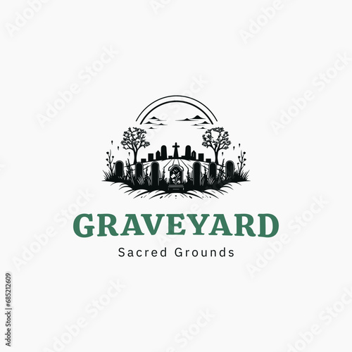  funeral services logo template.graveyard logo,church logo design template
