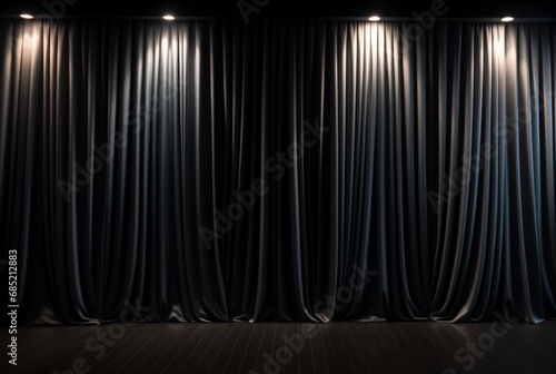 black curtain background with light for stage view. generative ai