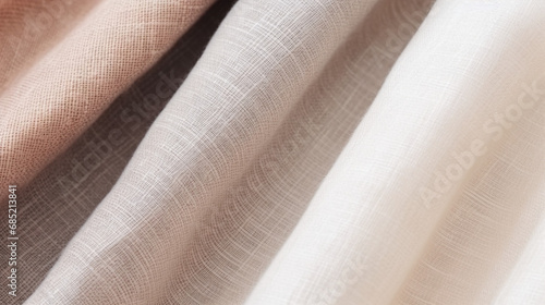 Close Up Elegant Beige and White Linen Fabric Textures for Home Decor and Fashion Design Background