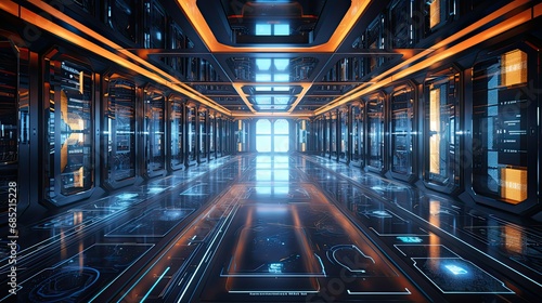 Hightech modern seever supercomputer room photo