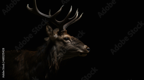 Majestic Elk Profile on Black Background in Low Key Lighting Wildlife  © Kiss