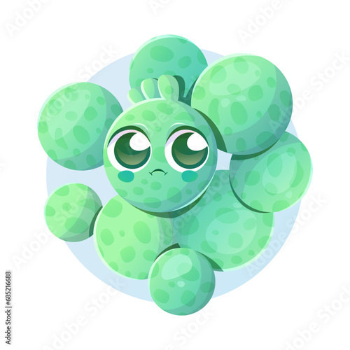 Cartoon character bacteria Staphylococcus Aureus isolated on a white background.