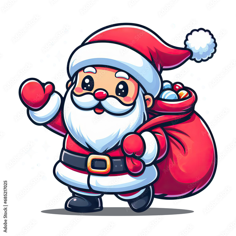 Little Santa Claus carrying big bag full of gifts Little Santa Claus carrying big bag full of gifts