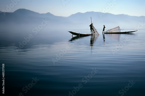 Burmese fishermen photo