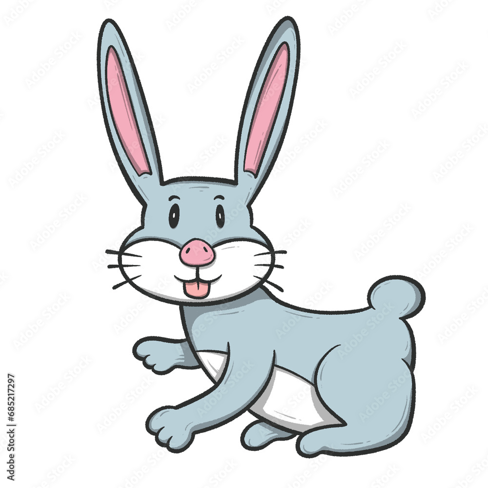 cute smiling grey rabbit with long pink ears cute smiling grey rabbit with long pink ears