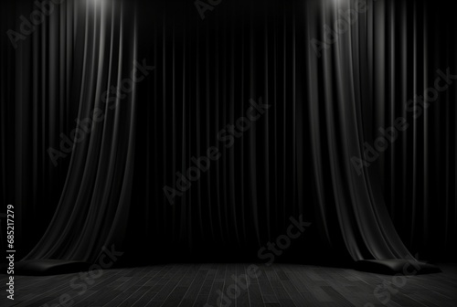 black curtain background with light for stage view. generative ai photo