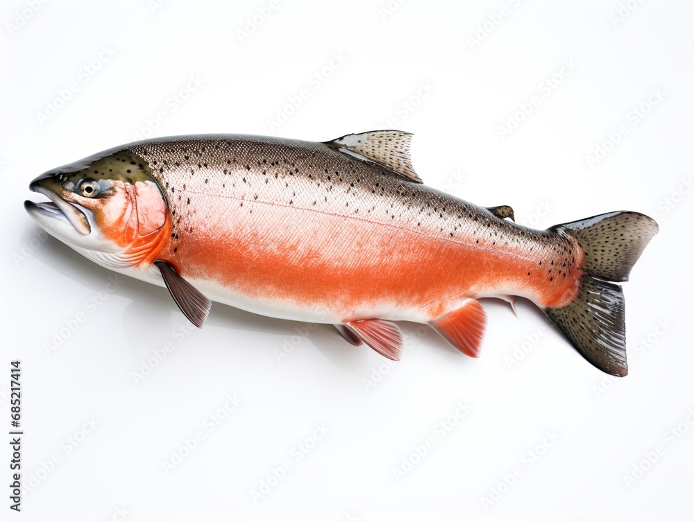 Naklejka premium Salmon trout on white background
