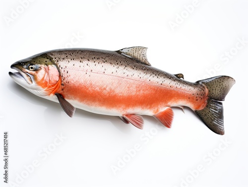 Salmon trout on white background