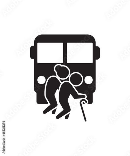 old couple with bus icon, vector best flat icon.