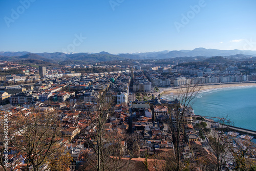 View of City and  Bay of La Concha from Monte Urgull , Donostia-San Sebastián, Spain