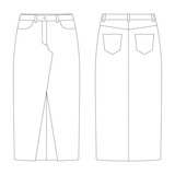 template slim skirt with slit vector illustration flat design outline clothing collection