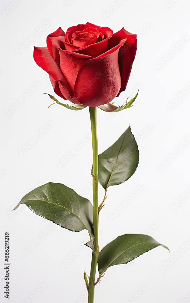 Red rose isolated on a white background, Illustration for Valentine's Day. Red rose isolated on a white background, Illustration for Valentine's Day.