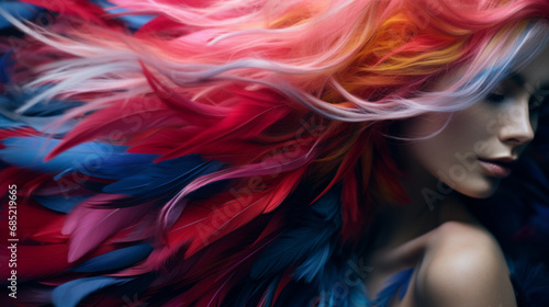 Beautiful woman with multi-colored hair banner