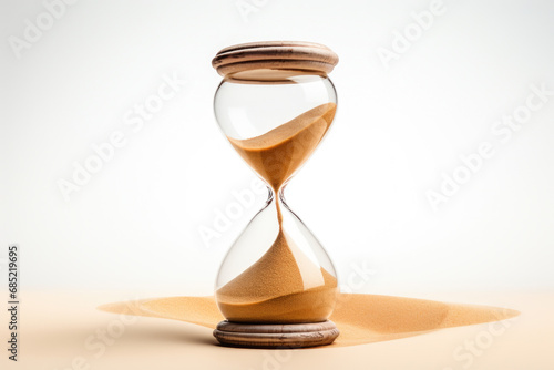 Hourglass with sand slowly running through it. Perfect for illustrating passage of time and concept of deadlines. Can be used in presentations, articles, and websites.
