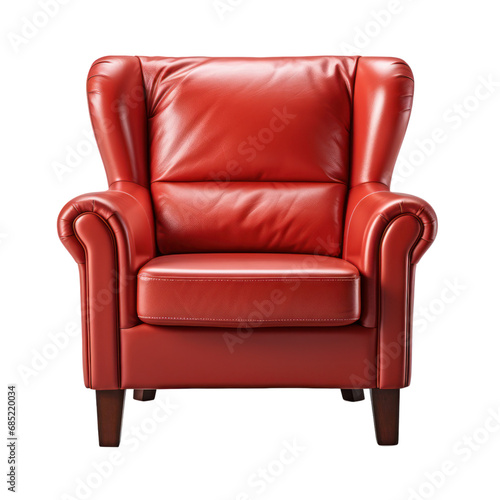 Armchair home furniture isolated on white transparent, living room comfortable leather seat PNG
