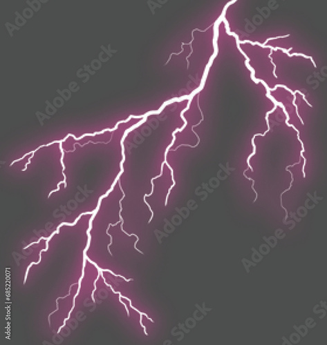 Realistic circle electric bolt energy explosion. Lightning power ball with spark vector effect isolated on background. 3d thunder discharge. Pink  thunderbolt flash neon laser glow photo