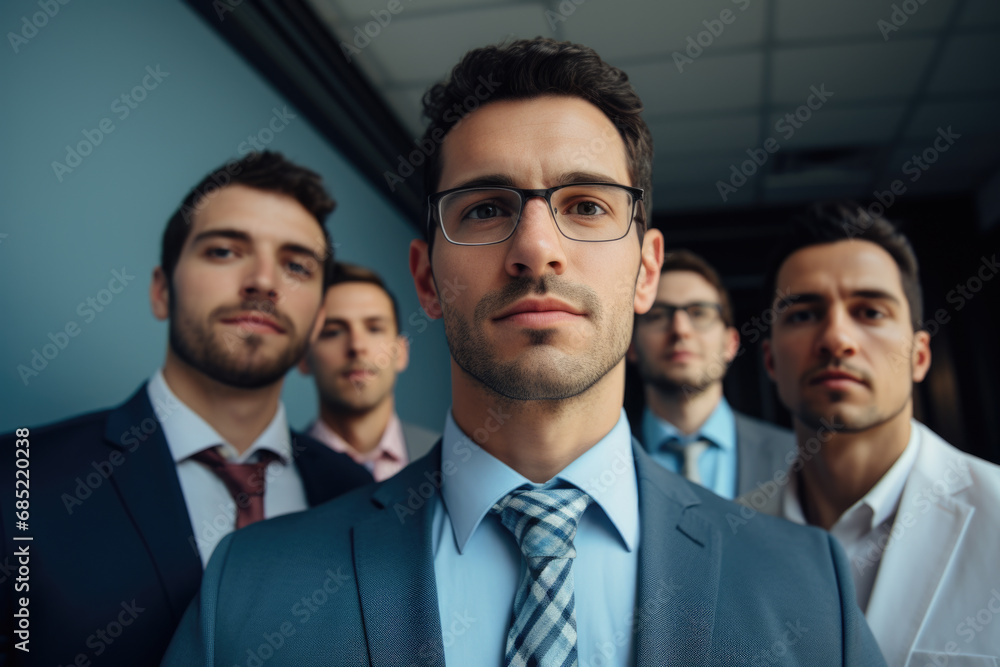 Group of men dressed in suits and ties posing for picture. This versatile image can be used for corporate events, business meetings, team building, and professional networking.