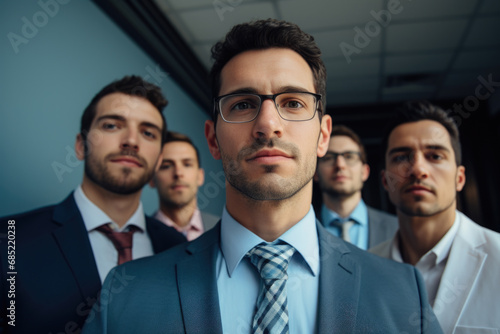 Group of men dressed in suits and ties posing for picture. This versatile image can be used for corporate events, business meetings, team building, and professional networking.