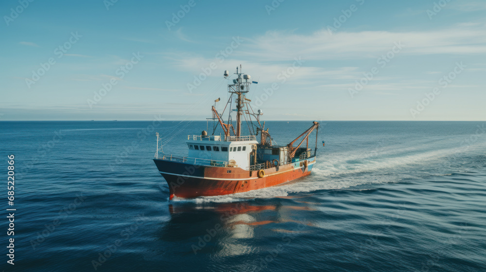 petit navire de pêche sur une mer calme petit navire de pêche sur une mer calme