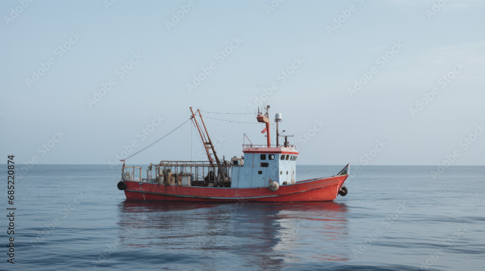 petit navire de pêche sur une mer calme