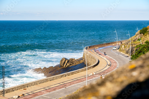 Waves and Rocks at the coast in Donostia-San Sebastian, Spain