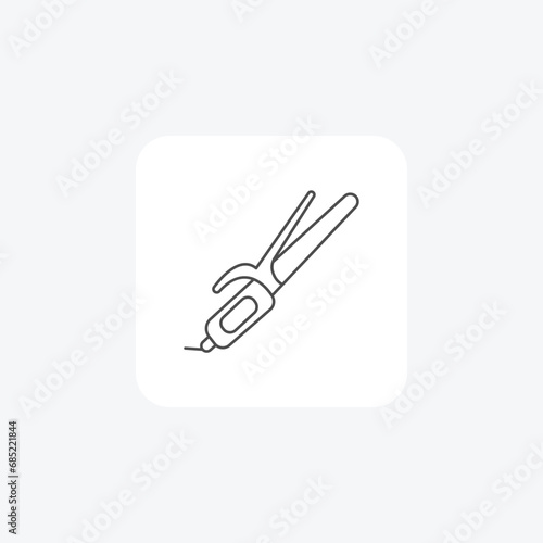 Curling Iron, Hair Care, thin line icon, grey outline icon, pixel perfect icon