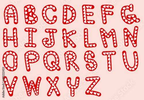 Alphabet red letter,white heart frame, Valentine