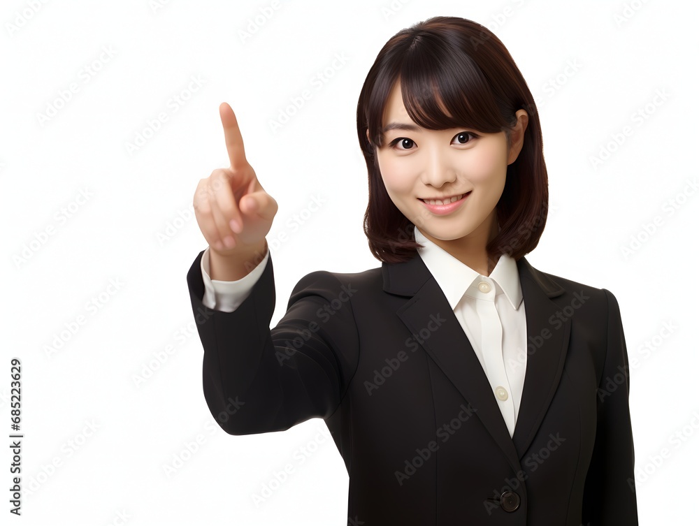 Confident Asian Businesswoman in Formal Attire Pointing at Business Plan with Determination and Focus Generative AI Confident Asian Businesswoman in Formal Attire Pointing at Business Plan with Determination and Focus Generative AI