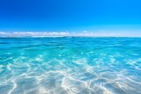 Serene Blue Ocean with Clear Sky and Calm Waters - Tranquil Seascape for Relaxation and Inspiration Generative AI