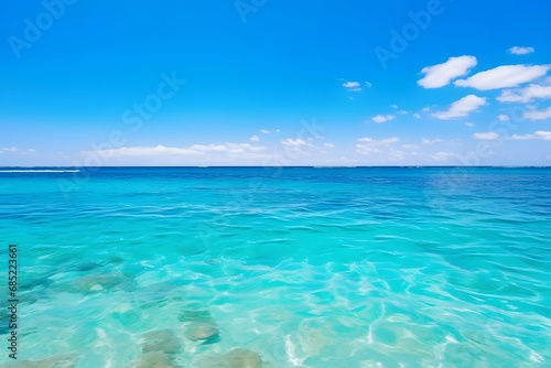 Stunning Aerial View of Crystal Clear Ocean Waters and Blue Skies for a Serene and Peaceful Escape Generative AI © Sheela