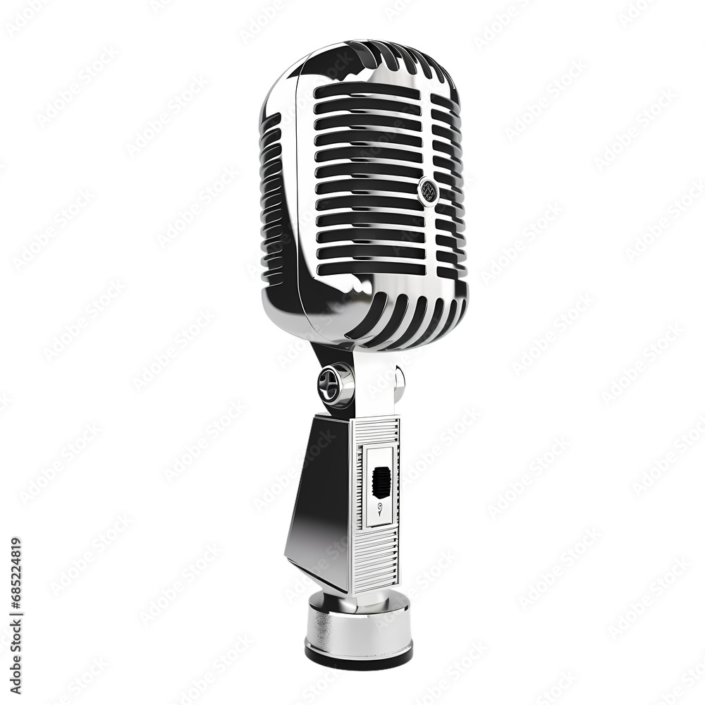 Fototapeta premium Retro style microphone isolated on transparent background