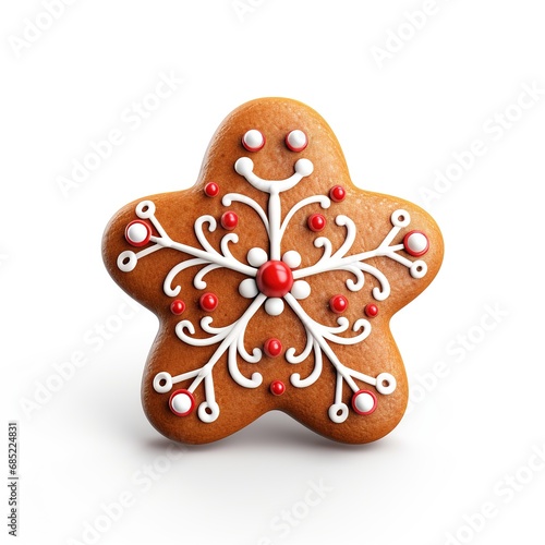 Christmas cookie gingerbread on white background. Cute baked cookie character.