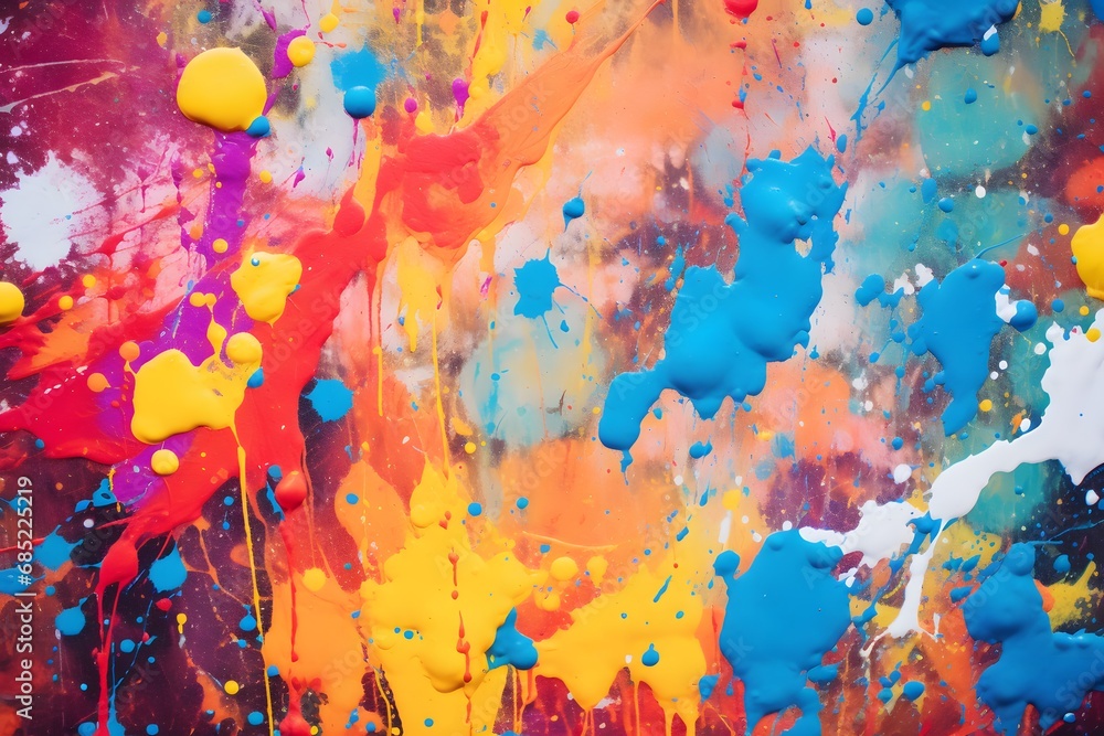 Vibrant and Colorful Paint Splatters on a Dark Background for Creative Design Projects and Artistic Inspiration Generative AI Vibrant and Colorful Paint Splatters on a Dark Background for Creative Design Projects and Artistic Inspiration Generative AI