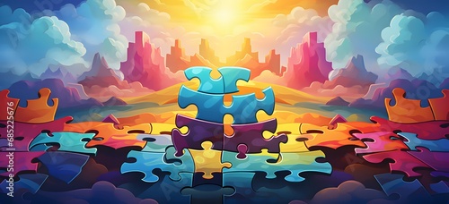 Connecting the Pieces of Life A Colorful Puzzle in a Sunlit Field Generative AI
