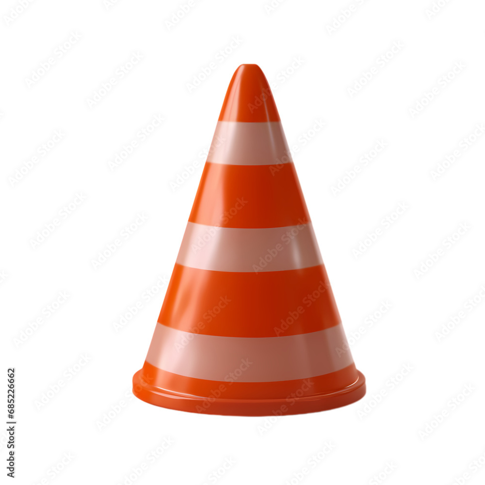 Red traffic safety cone isolated on transparent background Red traffic safety cone isolated on transparent background