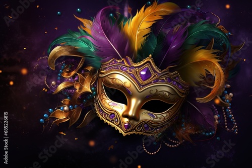 Elegant and delicate Venetian mask over dark background.