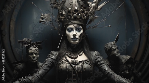 halloween witch with a broom