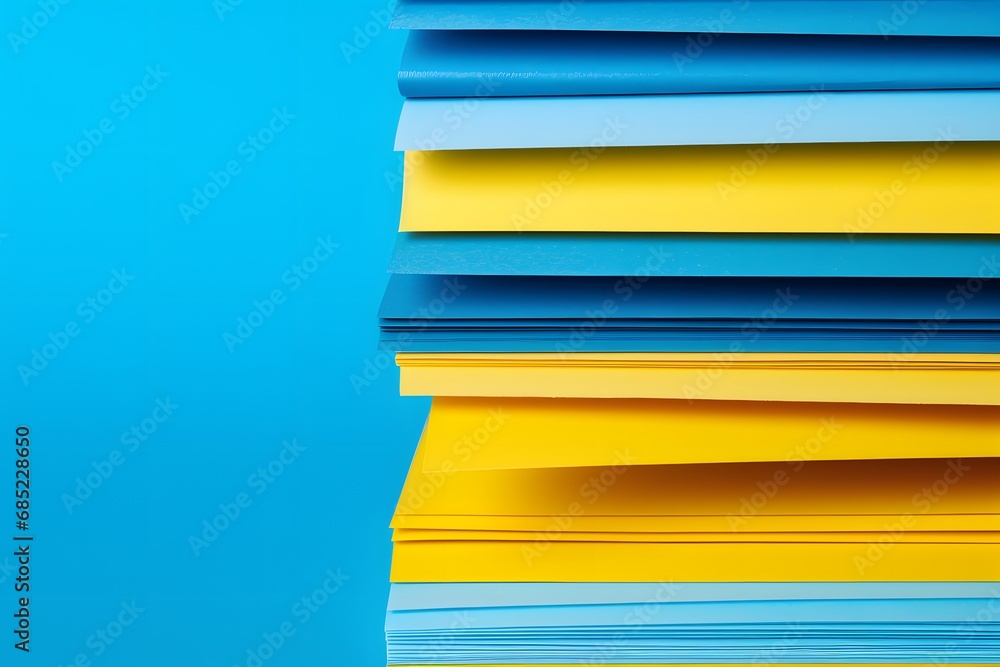 Vibrant Stack of Yellow and Blue Paper for Creative Projects and Artistic Designs Generative AI Vibrant Stack of Yellow and Blue Paper for Creative Projects and Artistic Designs Generative AI