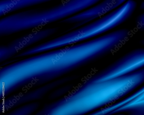 Abstract Satin drapery dark blue background with silk waves. Backdrop design