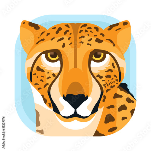 Cute Cheetah Head Mascot Icon